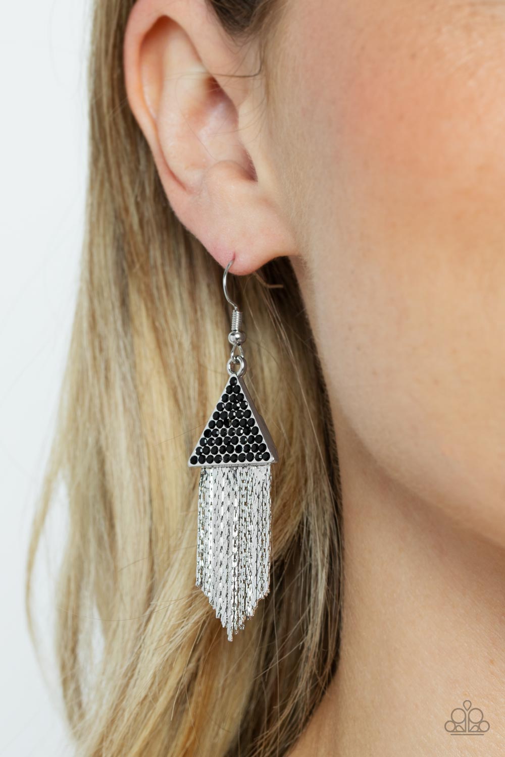 Paparazzi Pyramid SHEEN Earring - Black