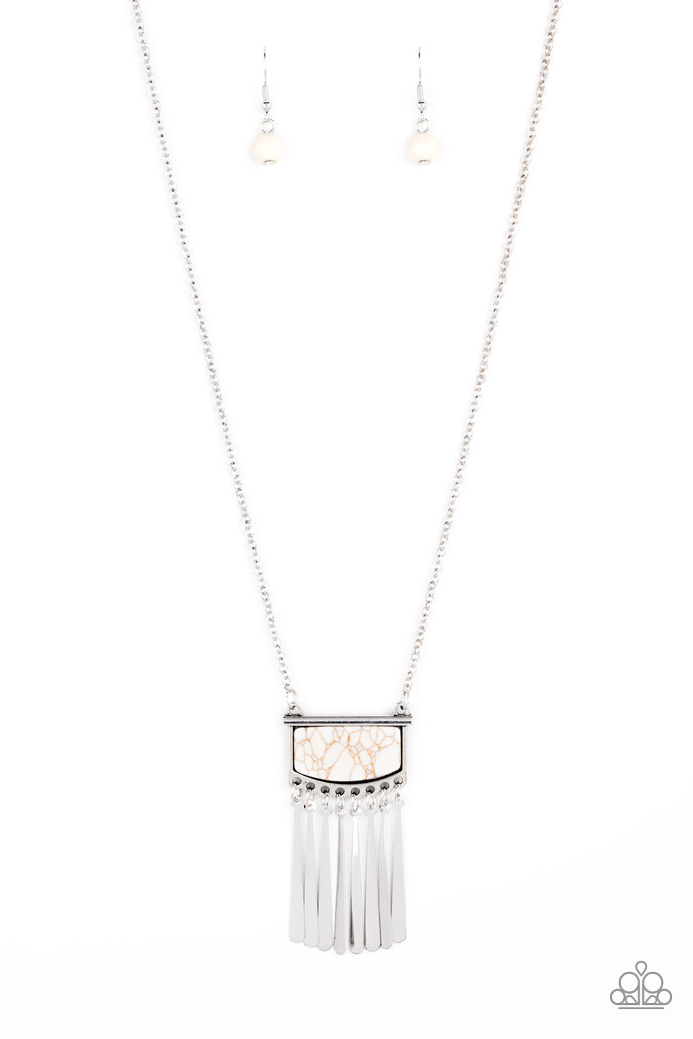 Paparazzi Plateau Pioneer - White Necklace