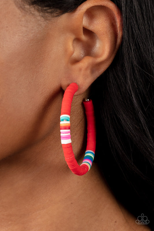 Paparazzi Colorfully Contagious - Red Earring