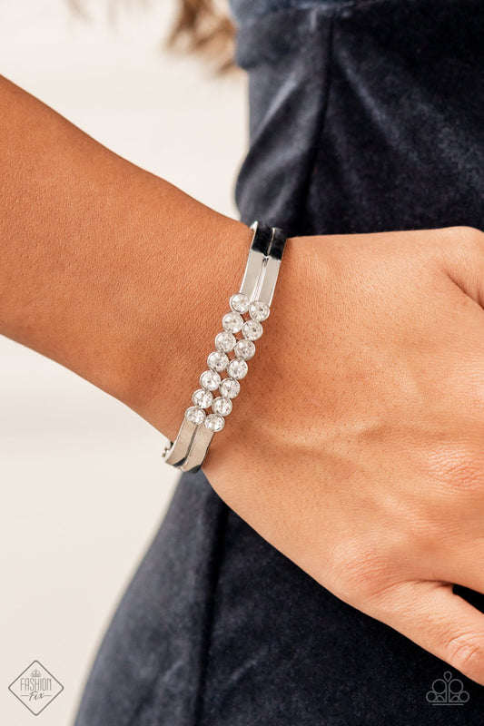 Paparazzi Doubled Down Dazzle - White Bracelet