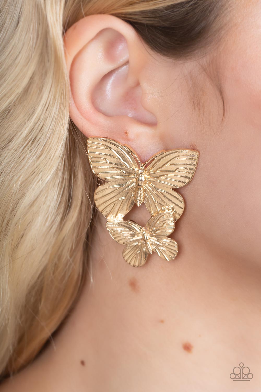 Paparazzi Blushing Butterflies - Gold Earring