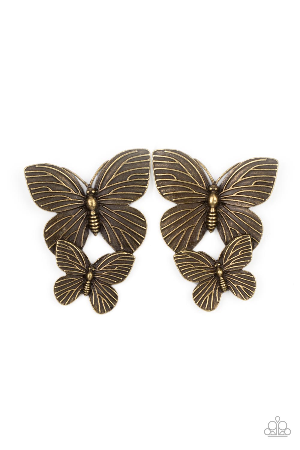 Paparazzi Blushing Butterflies - Brass Earring