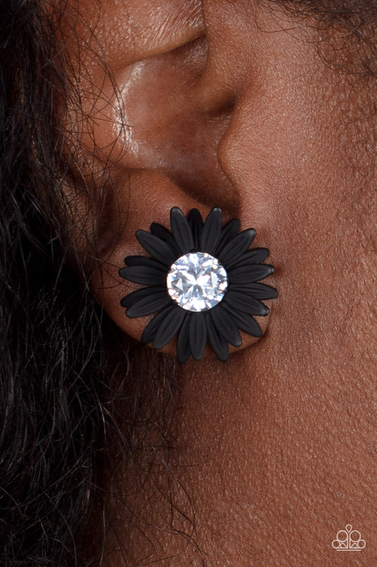 Paparazzi Sunshiny DAIS-y - Black Earring