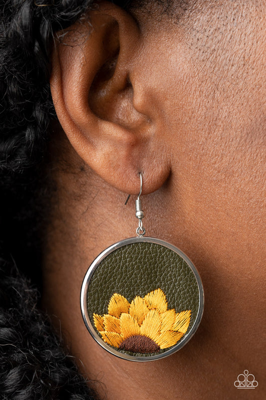 Paparazzi Sun-Kissed Sunflowers - Green Earring