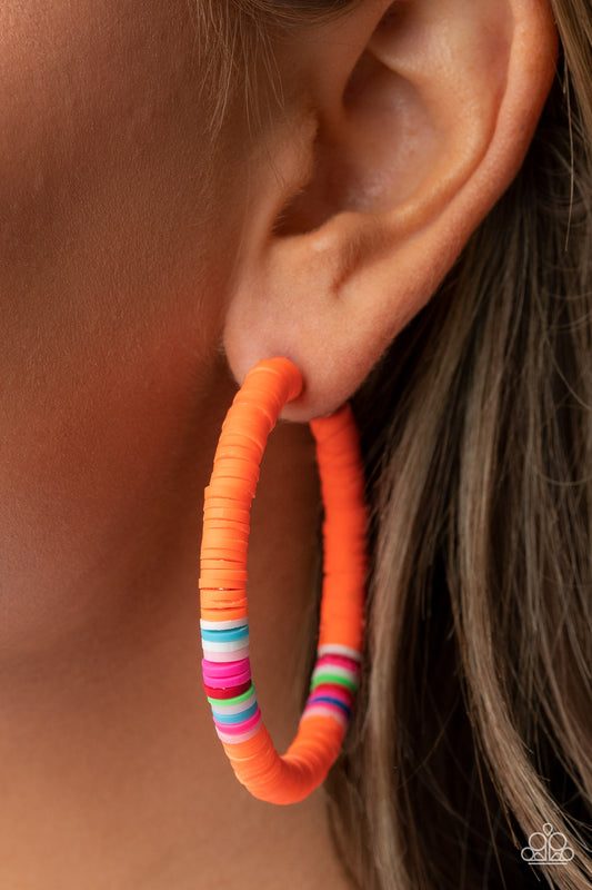 Paparazzi Colorfully Contagious - Orange Earring