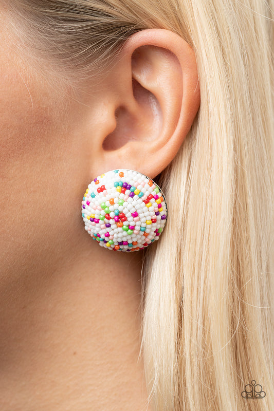 Paparazzi Kaleidoscope Sky - White Earring