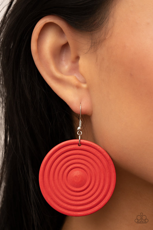 Paparazzi Caribbean Cymbal - Red Earring