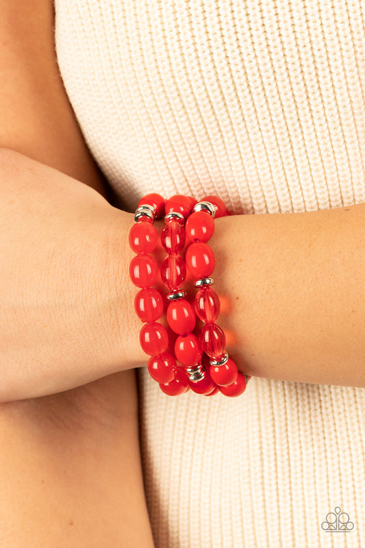 Paparazzi Coastal Coastin - Red Bracelet