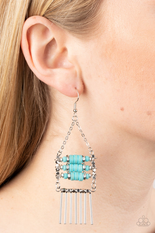 Paparazzi Tribal Tapestry - Blue Earring