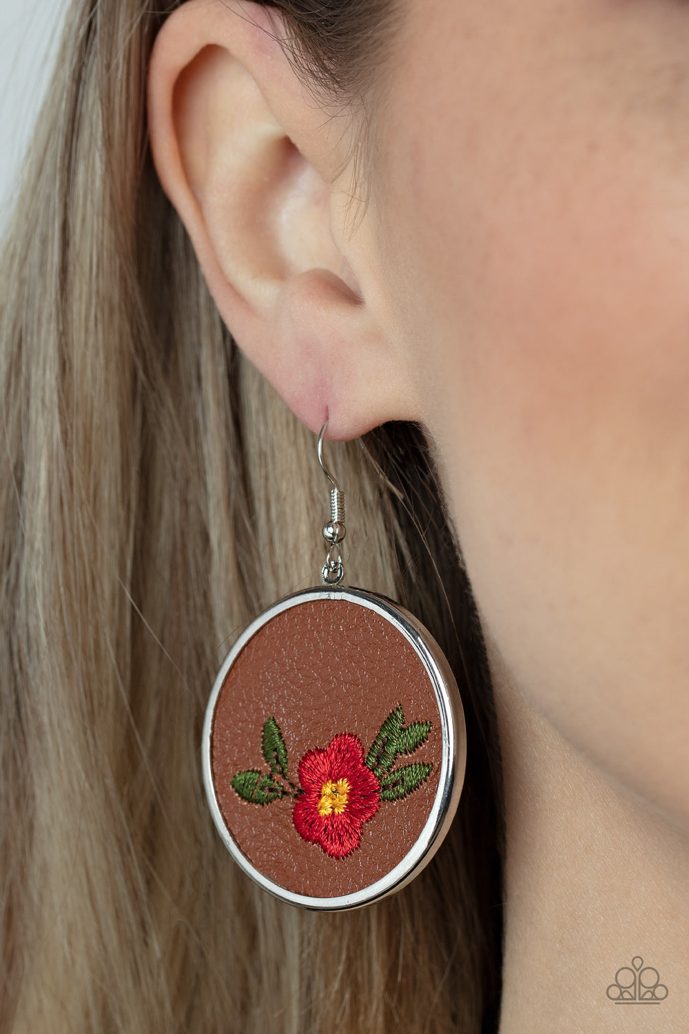 Paparazzi Prairie Patchwork - Red Earring