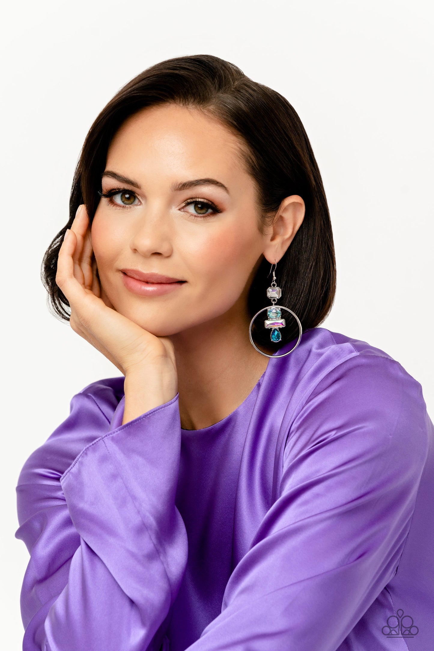 Paparazzi Geometric Glam - Blue Earrings