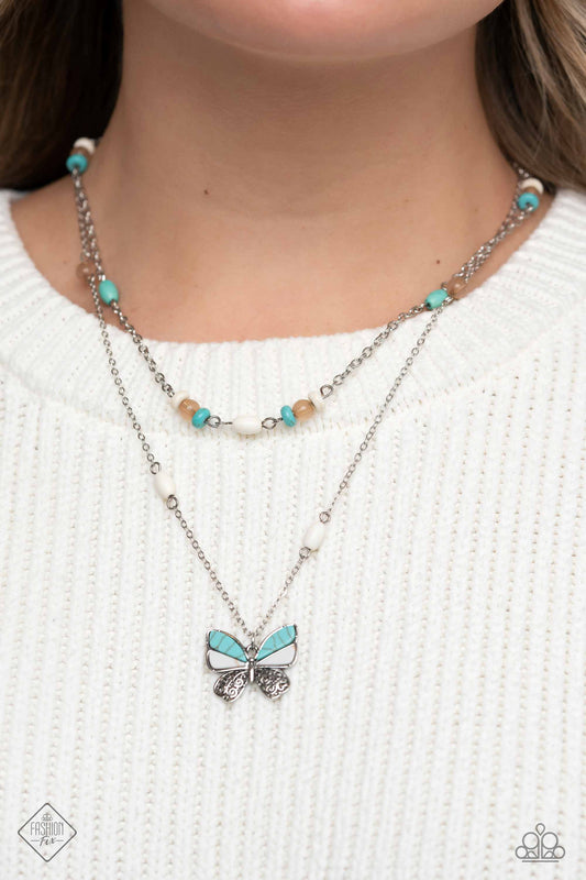 Paparazzi Free-Spirited Flutter - Blue Necklace