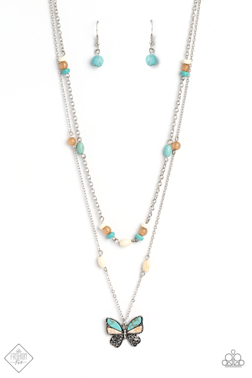 Paparazzi Free-Spirited Flutter - Blue Necklace