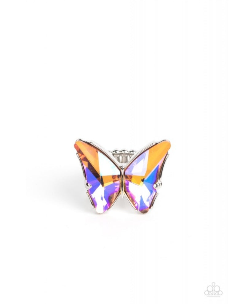 Paparazzi Fluorescent Flutter Orange Ring