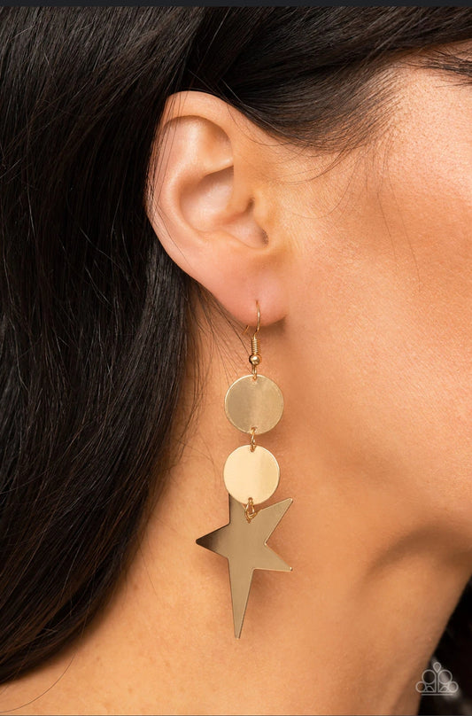 Paparazzi Star Bizarre - gold - Earring